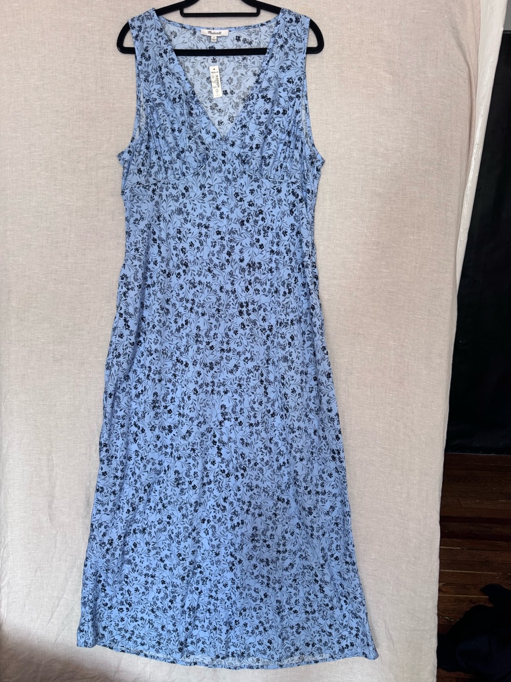 NWT Madewell $110 The Ariana floral Midi Dress in powder blue size 14 - Picture 4 of 10
